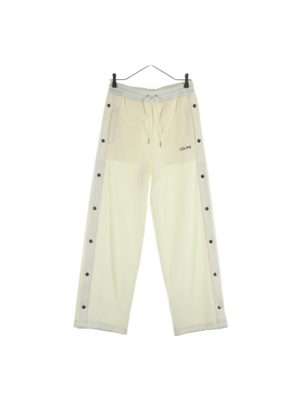 Celine Side Snap Button Track Pants Jersey White